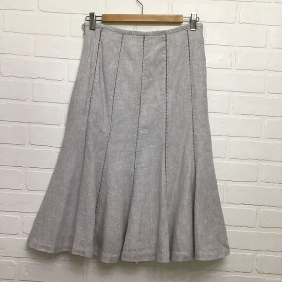 100% Linen Dalia Collection tulip skirt size 4 grey midi - Picture 2 of 12